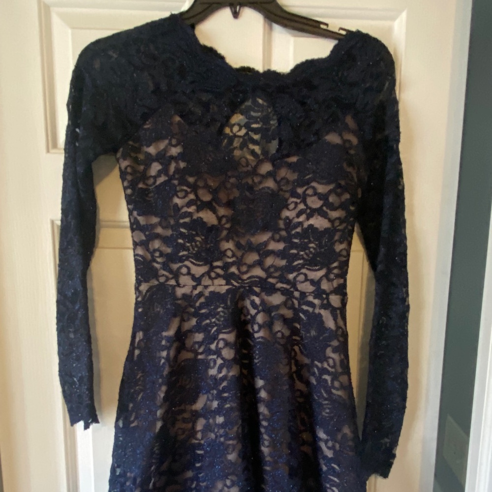 Navy blue lace party dress NWT